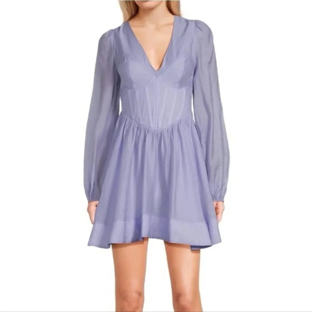 Gianni Bini Perwinkle Long Sleeve Corset Mini Dress Women's Size Large